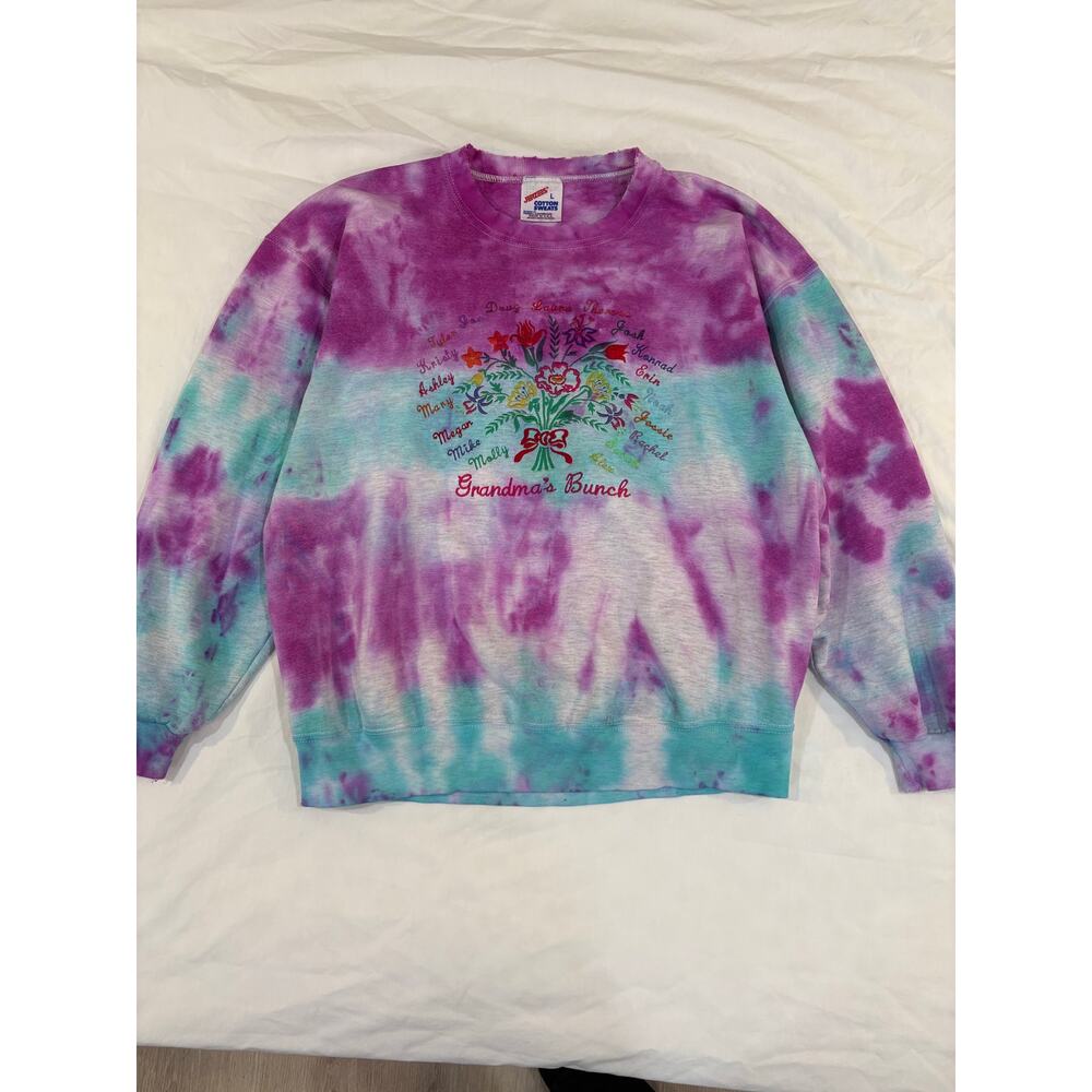 VTG Eclectic Grandma Tie Dyed Jerzees Sweatshirt Size Large